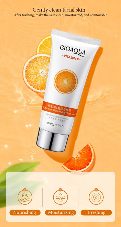 BIOAQUA Vitamin C Moisturizing Cleanser - Deep Cleansing & Brightening Facial Wash
