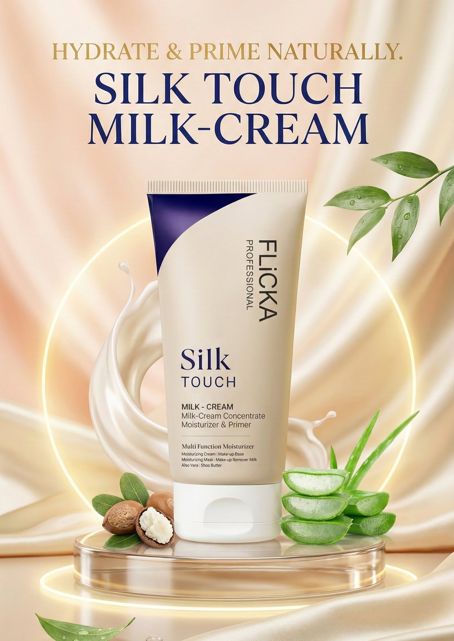 Flicka Silk Touch 3-in-1 Face Moisturizer & Primer | Long-Lasting Dewy Makeup Base | Pore Minimizer | For All Skin Types